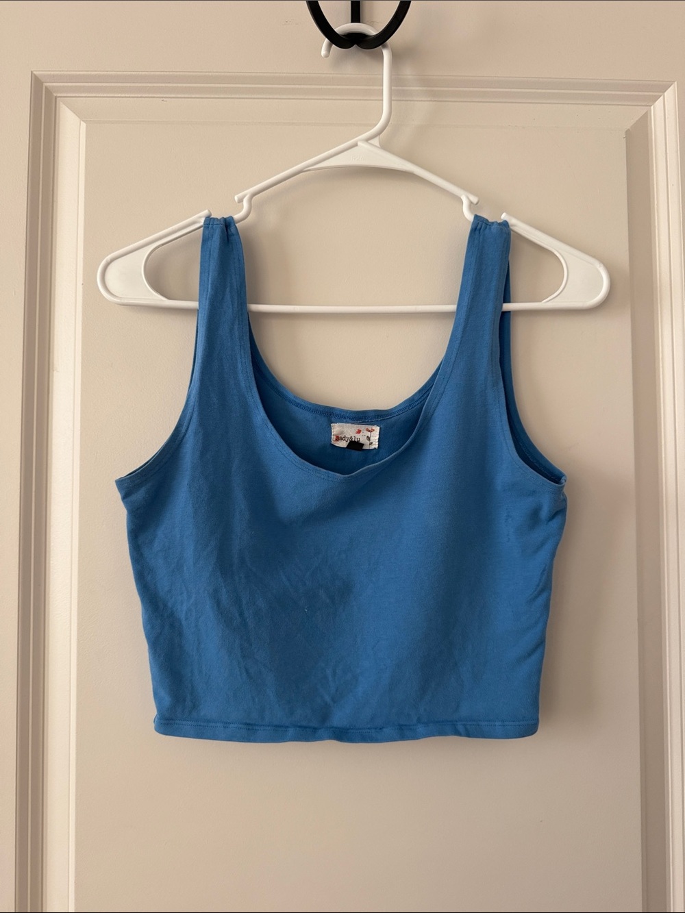Sleeveless Scoop Neck Crop Tank Top - Blue